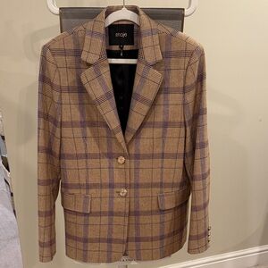 Maje Women's Checkered Blazer - Tan and Purple